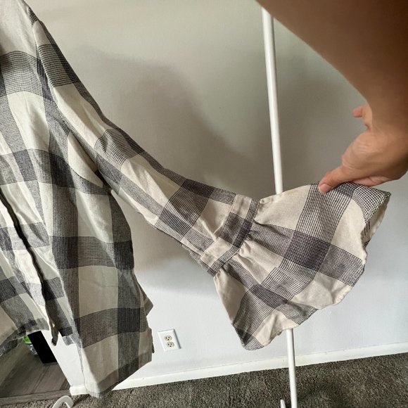 Plus Size Bell Sleeve Plaid Top - Picture 2 of 6